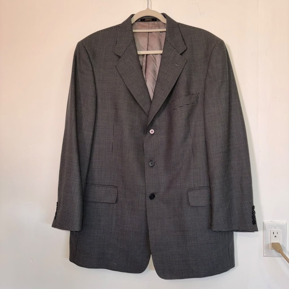 VTG Hart Schaffner Mark Men's 44R Sportcoat Blazer Jacket Plaid Union Made USA